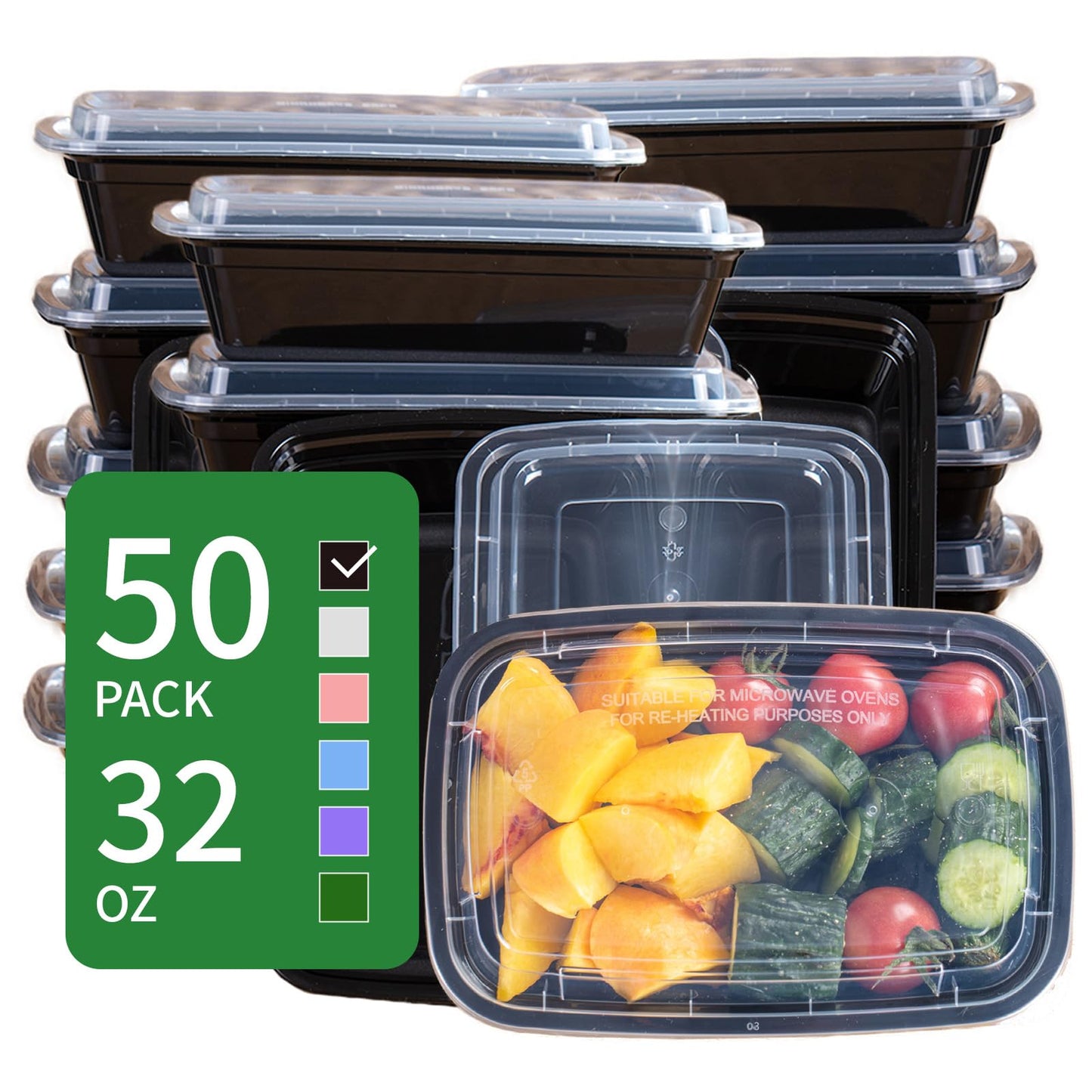 plaspapier Professional 32 oz Meal Prep Containers - 50 Pack (100 Pcs) with Lids, Leakproof, Microwave/Freezer/Dishwasher Safe - Bulk Hexagon Food Storage
