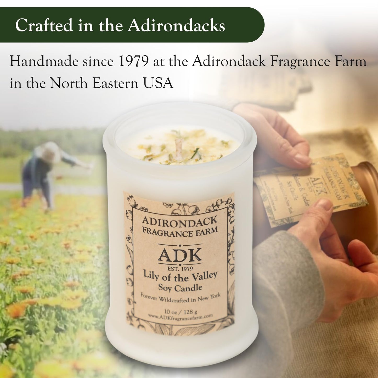 ADK Lily of The Valley Scented Candle, 10 Oz Aromatherapy Candle, Proudly Poured in The USA, Natural Wax for Relaxation and Home Décor, for Gift, Kitchen, and Living Spaces