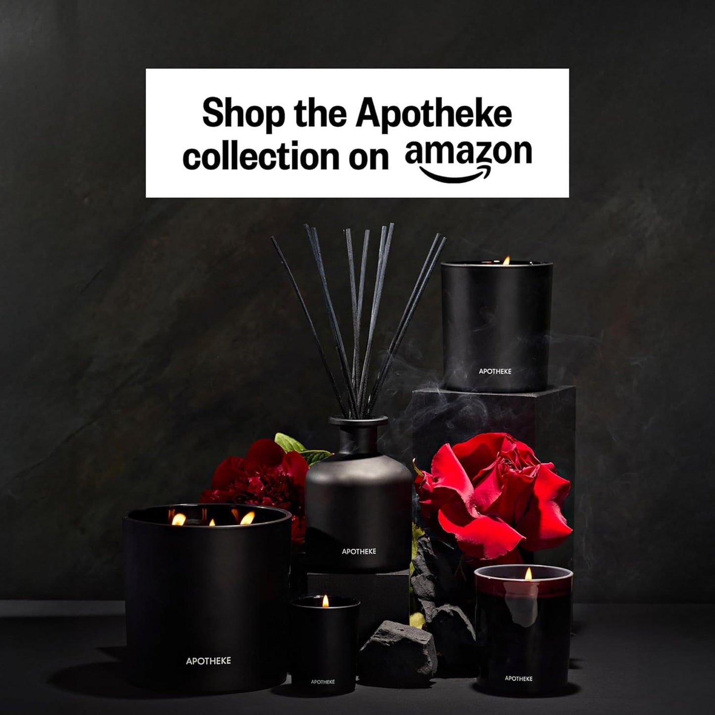 Apotheke 3-Wick Scented Candles for Home, Charcoal - 26 oz Soy Wax Jar Black Candle Gift for Women - Long-Lasting Fragrance with Perfume-Grade Essential Oils - Cedarwood, Sandalwood, Oud & Amber
