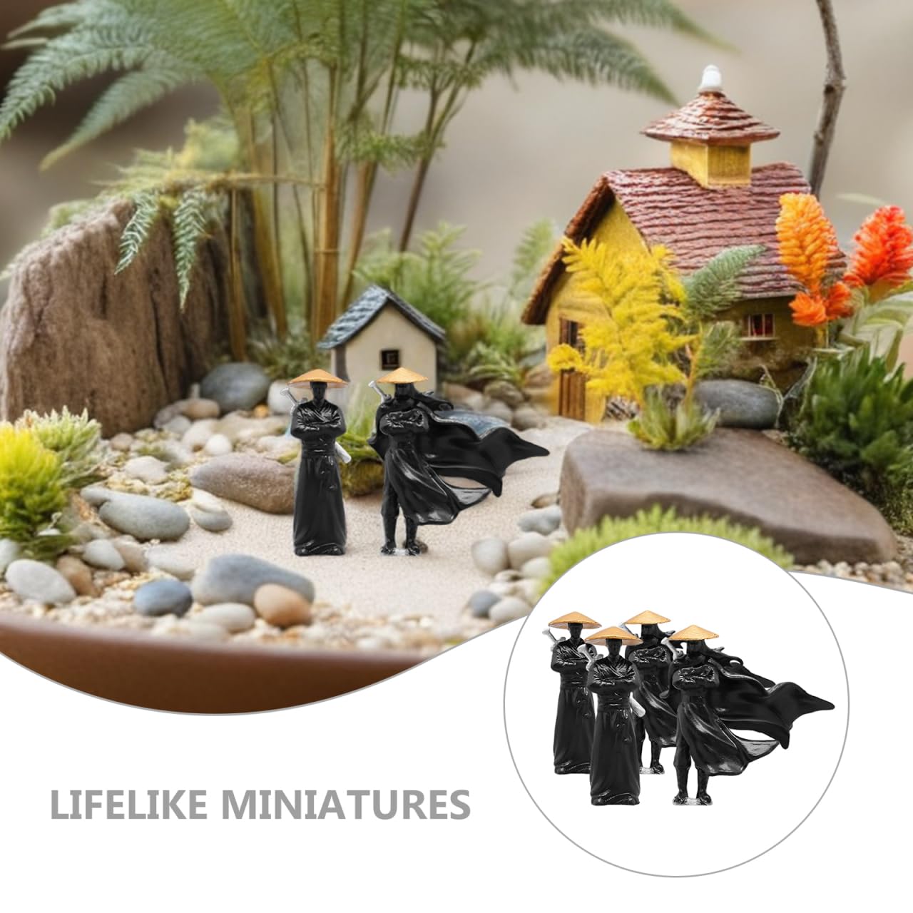 HOLIDYOYO Xiake Small Ornaments Miniature Decorations Resin Ancient Chinese Figurines Micro Landscape Bonsai Decor 1.97 Inch Garden Sculptures