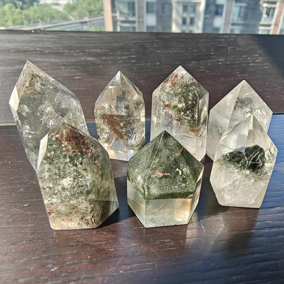 jdflying 1PC Ghost Crystal Tower Healing Crystal Wand Phantom Quartz Point Garden Quartz Obelisk with Lodalite Natural Stone for Reiki Healing Spiritual Meditation Home Decor Crystal Collection