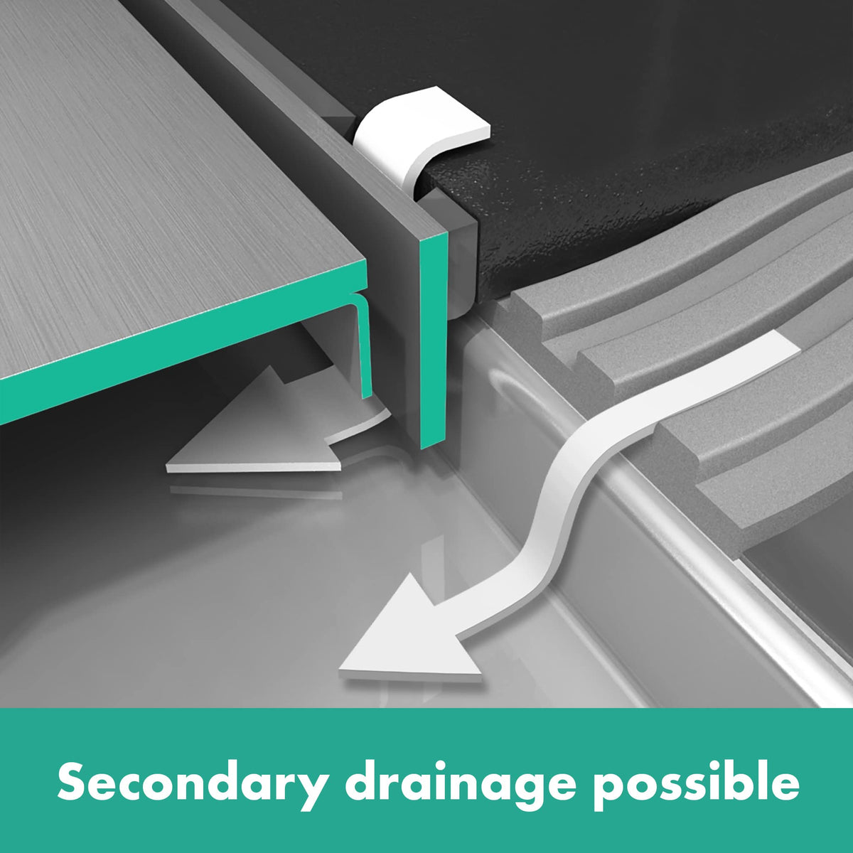 hansgrohe RainDrain Match Classic Linear Shower Drain for 31 1/2" Rough with Height Adjustable Frame in Brushed Stainless Steel, Stainless Steel Rectangle Shower Floor Drain