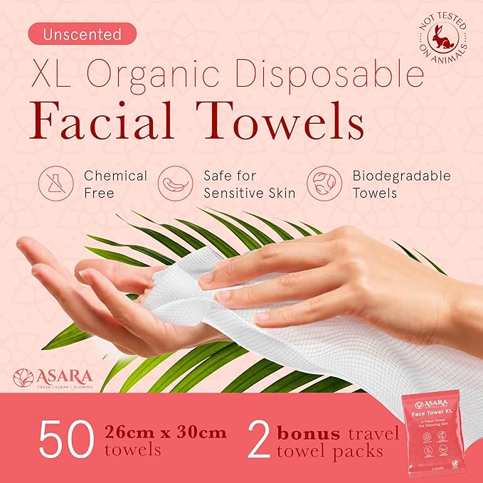 Clean Face Towels Disposable XL Facial Wipes | Add Water As a Makeup Remover |
