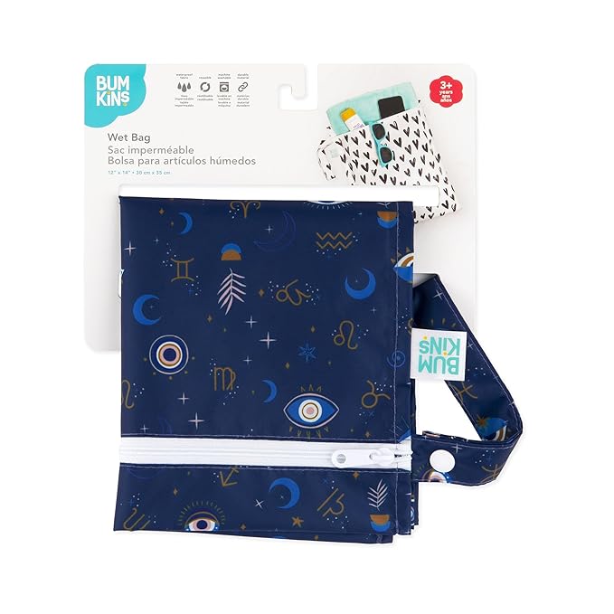 Bumkins Waterproof Wet Bag for Baby, Swim Suit, Cloth Diapers, Pump Parts