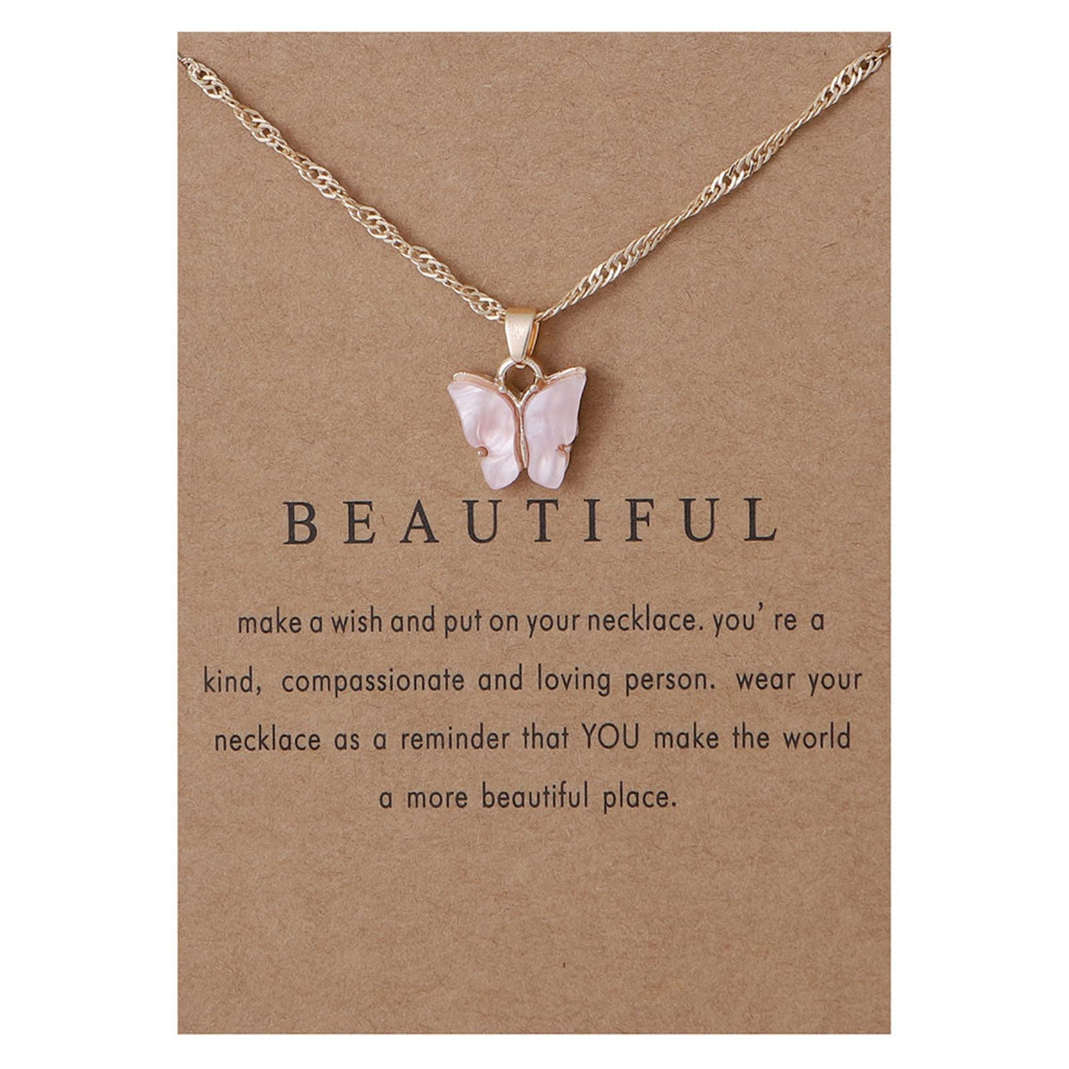 Rrdaily 9 Pcs Dainty Colorful Butterfly Pendant Necklace Set for Women,Bohemian Acrylic Butterfly Chain Necklace Cute Jewelry Gift (Style#B-gold card)