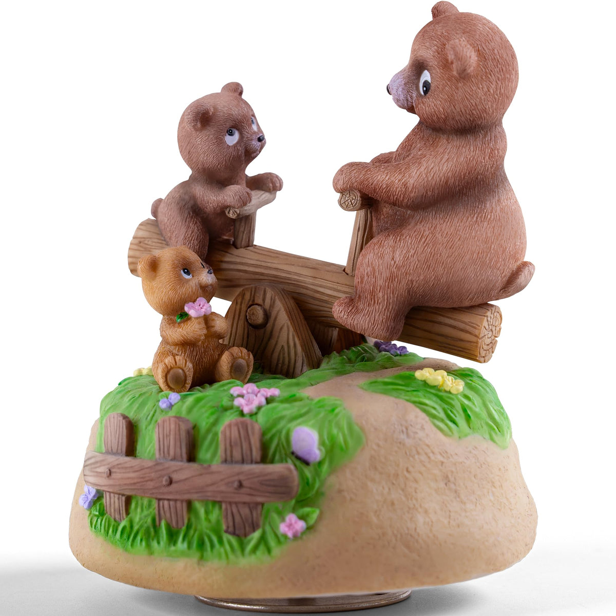 AIDLNS Bear's Sunshine Seesaw - Handcrafted Resin Bear Music Box with Rotating Base & Moving Seesaw, Plays You are My Sunshine – Collectible Figurine Gift for Kids, Family & Home Decor