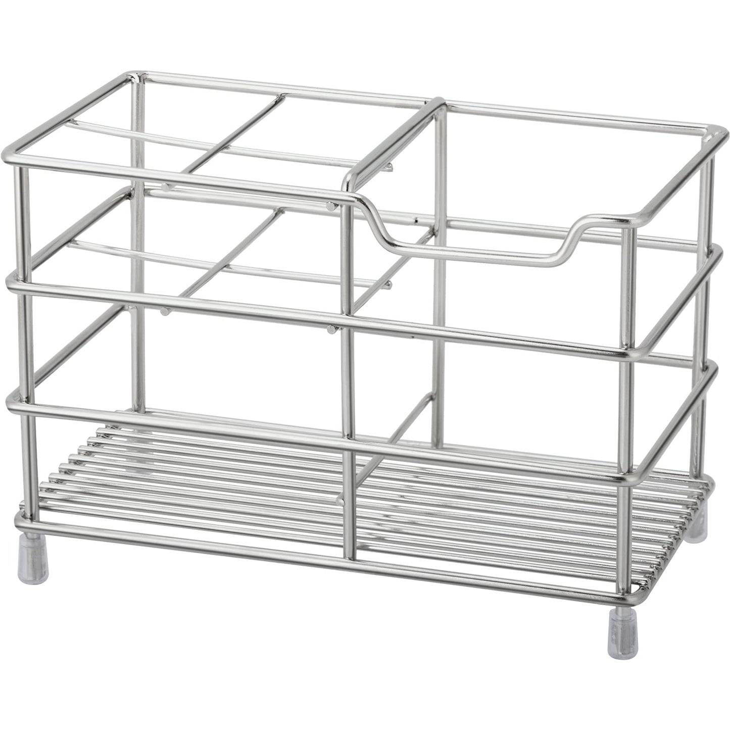 Urbanstrive 304 Stainless Steel Bathroom Toothbrush Holder Toothpaste Holder Stand Bathroom Accessories Organizer (Silver, Large)