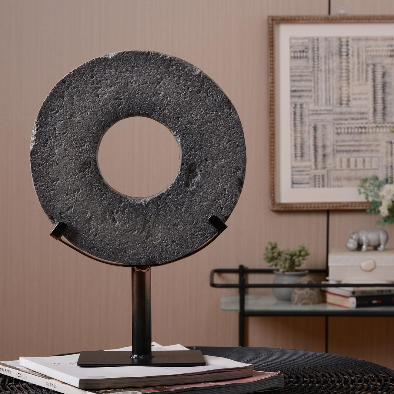 HAUCOZE Modern Sculpture Decor Abstract Statue Figurine Screen Art Table Centerpiece Gift for Living Room Office Polyresin 13.8 inch