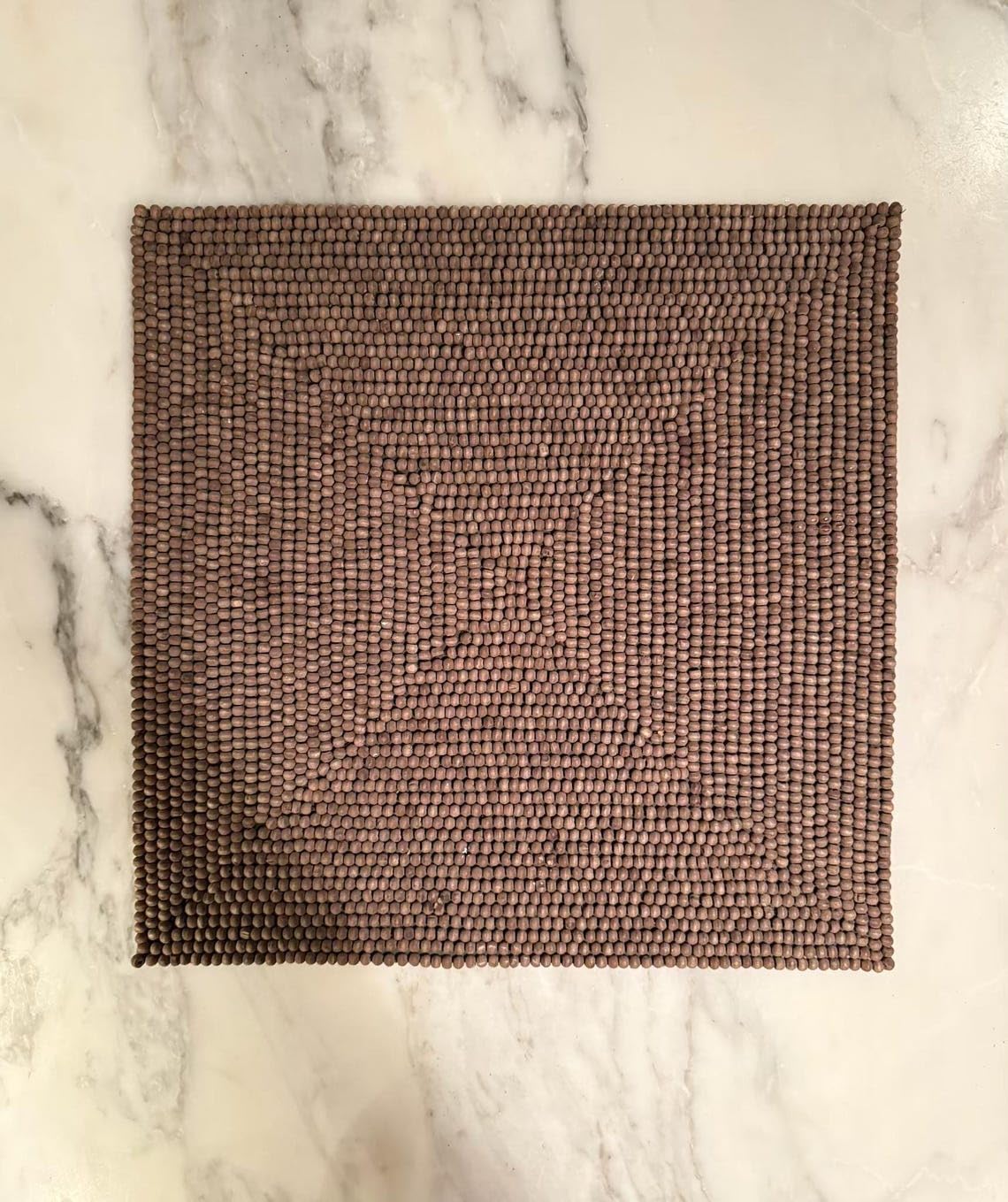 Enliven 6 placemats, Handmade Wooden Beaded: Dark Table Decor, 15x15 inch Square