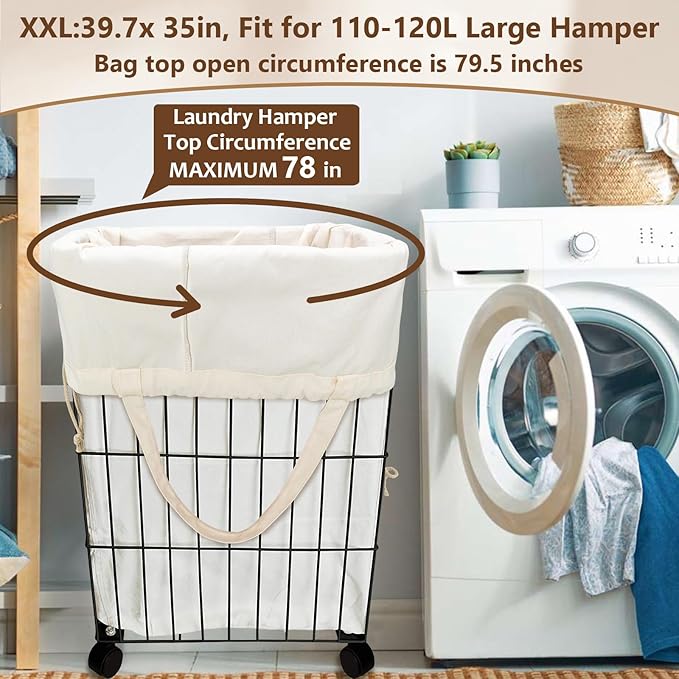 Canvas Laundry Bag 40"W x 35"H, Thick Laundry Bag