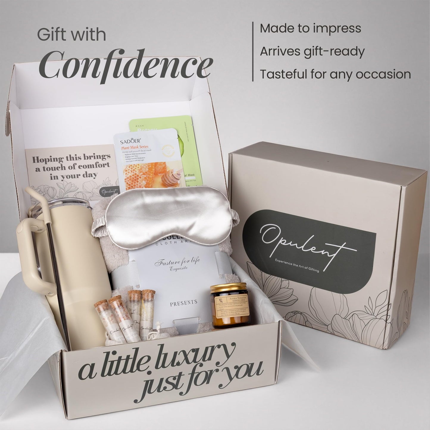 Opulent Luxury Self Care Gifts for Women - Hug in a Box Comfort Care Package - Spa Gift Set with 40 oz Tumbler & Cozy Blanket - Ideal for Get Well, Thinking of You, Birthday, Sympathy & Corporate
