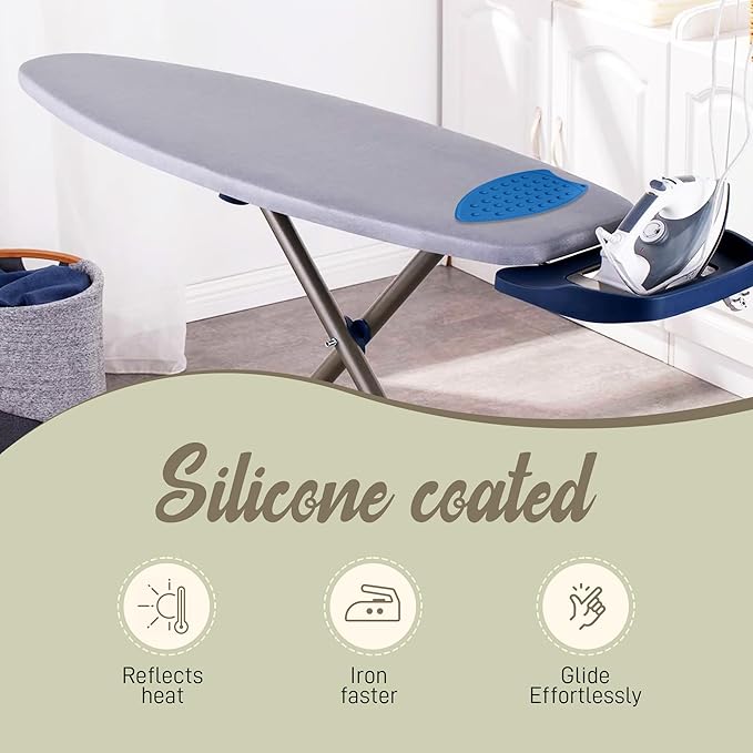 Full Size Ironing Board Cover and Pad 15x54 w/ Silicone Mat | Polyester Cotton