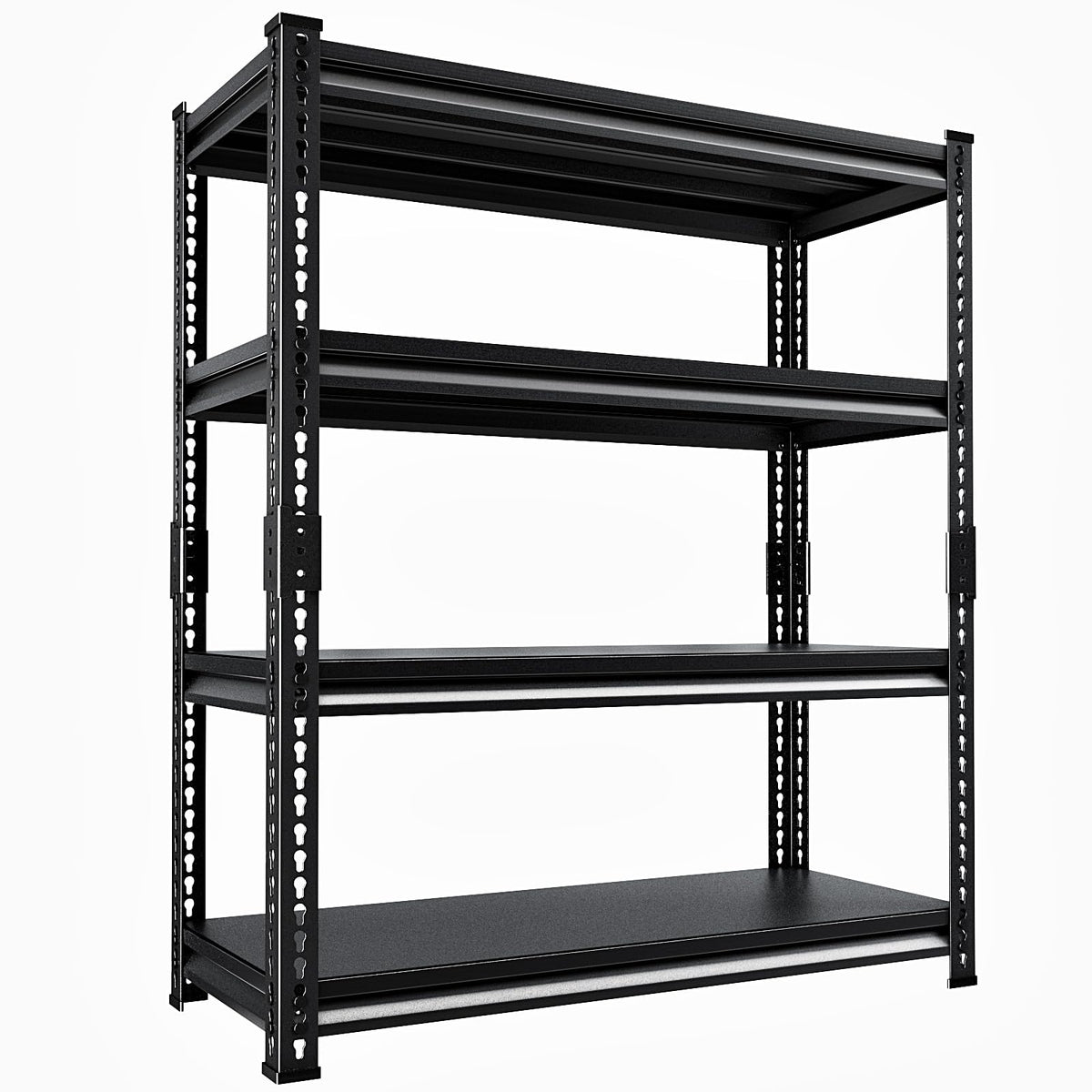 SUPPNEED Metal Storage Garage Shelving: 48'' Wide 2,000Lbs Freestanding Utility Shelves, Adjustable Heavy Duty Rack Units 4 Tier Black 48" W x 16" D x 66" H