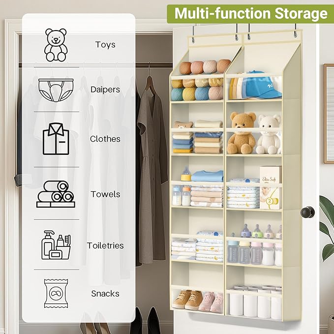 AOODA 2 Pack Over the Door Organizer, Large Capacity Closet Door Hanging