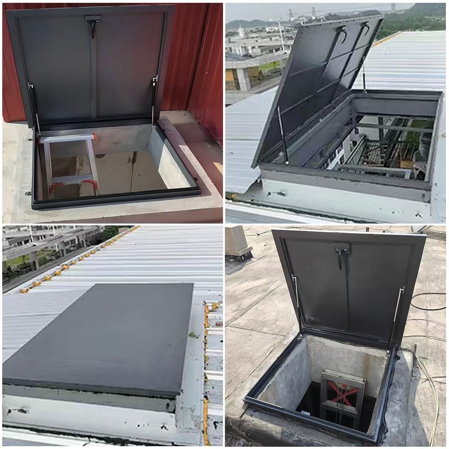 Roof Hatch Door Skylight, 28x31in / 71.1x78.7cm Galvanized Steel Plate, Thermal Insulation, Customizable Size, Emergency Escape for Industrial Factories and Warehouses