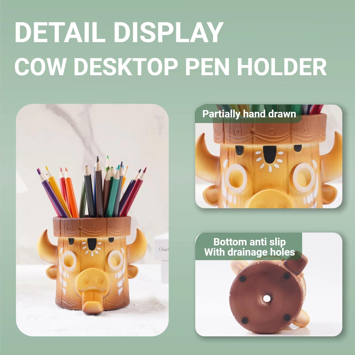 Trilobium Creative Office Desk Pen Holder, Resin Pen Cup Desktop Decoration Home Office School Office Desk Decoration Men's and Women's Gifts