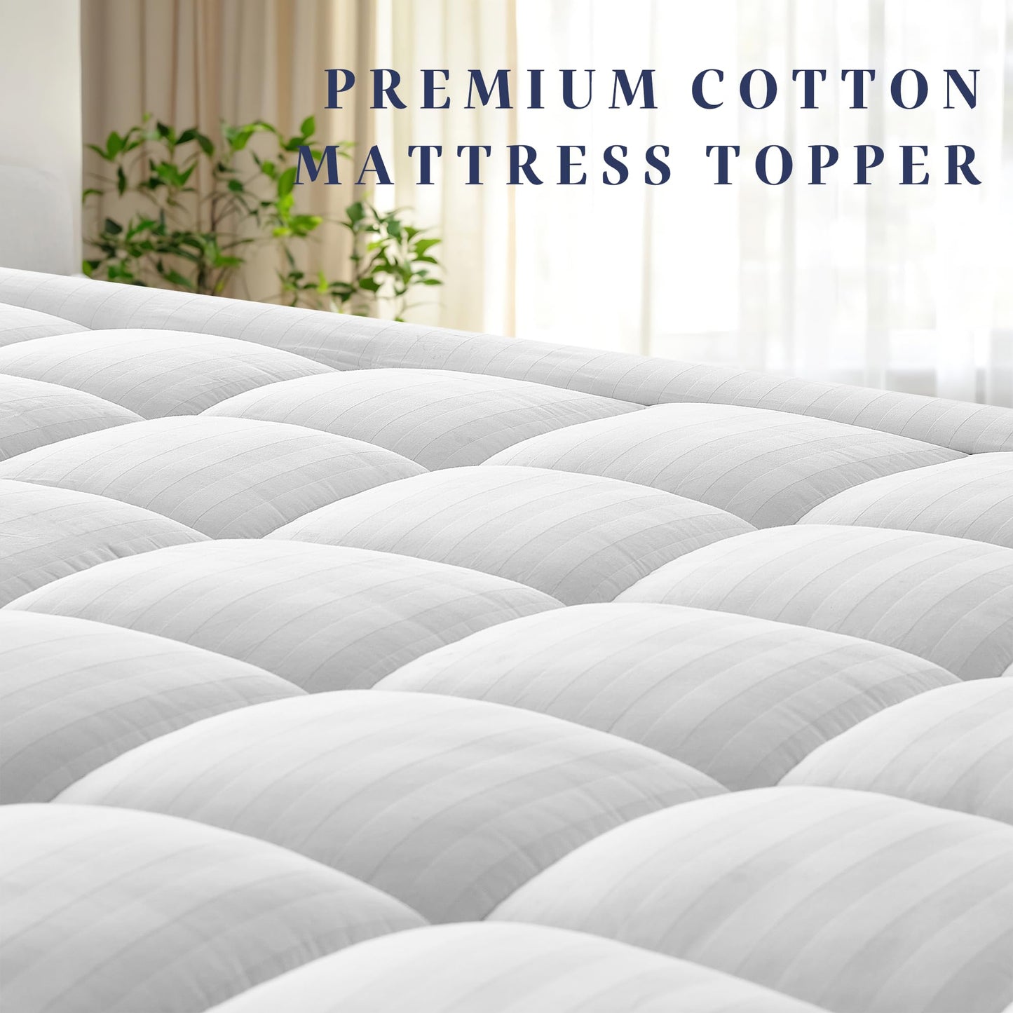Thick Mattress Topper Twin Size, 100% Breathable Cotton Top Mattress Pad for Kids & Adults, Cooling Quilted Pillow Top Protector, 8-22" Deep Pocket, Machine Washable (39 x 75 Inches, White)