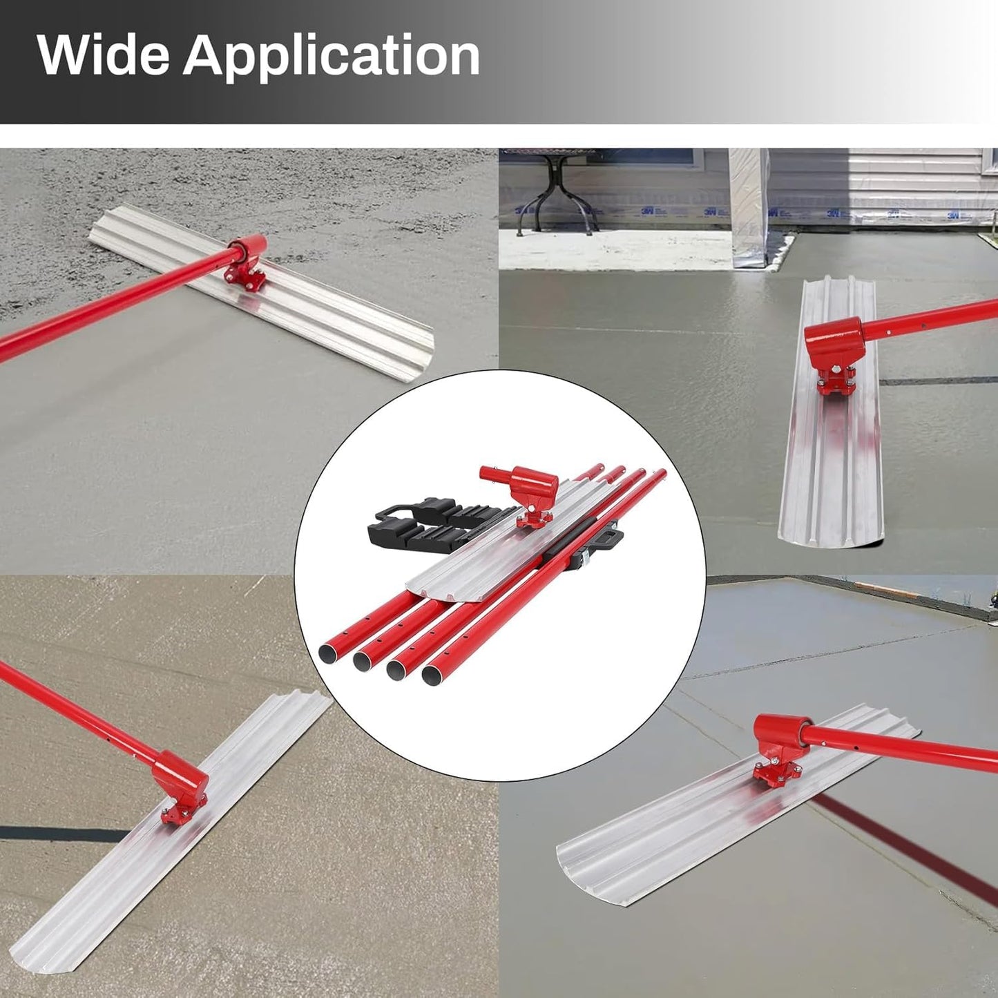 GarveeTech Bull Float Magnesium Concrete Float, 48x8 in Aluminum Alloy Concrete Float Tool, with 4 Handles and Bull Float Bracket, Bull Concrete Kit Finishing Bull Float for Concrete Finishing