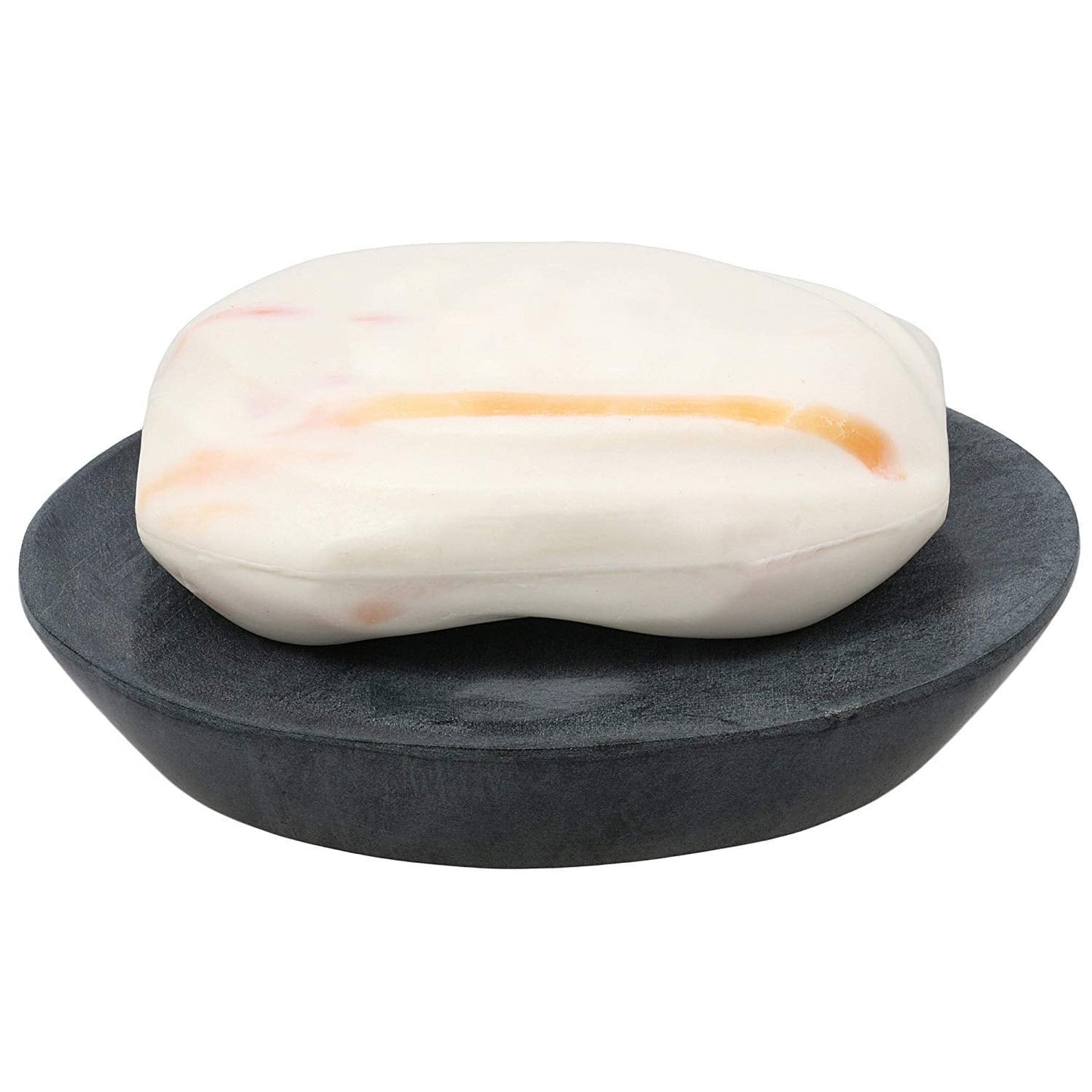 Ajuny Self Draining Soap Dish with Drain Durable Waterfall Stone Soap Tray Holder Soap Saver for Shower, Bathroom, Kitchen, Bathtub Easy Clean - Grey