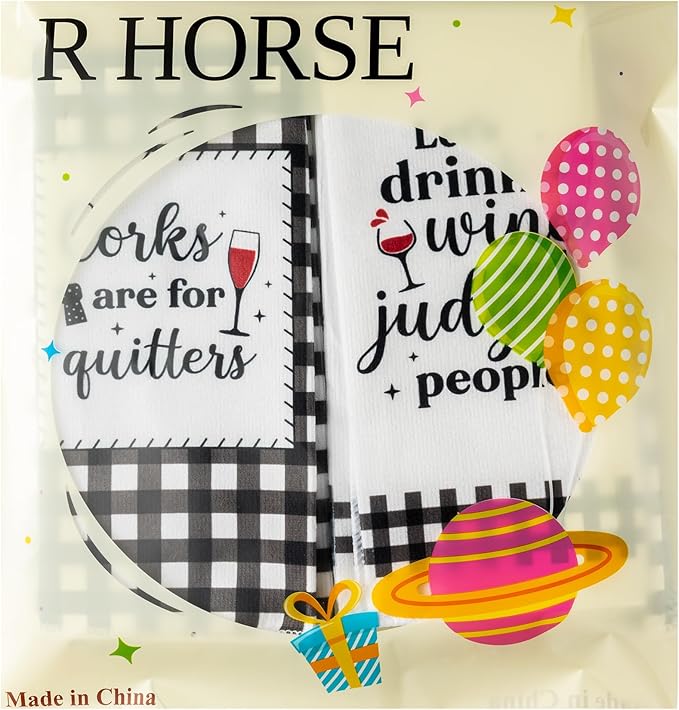 R HORSE Funny Kitchen Dish Towels