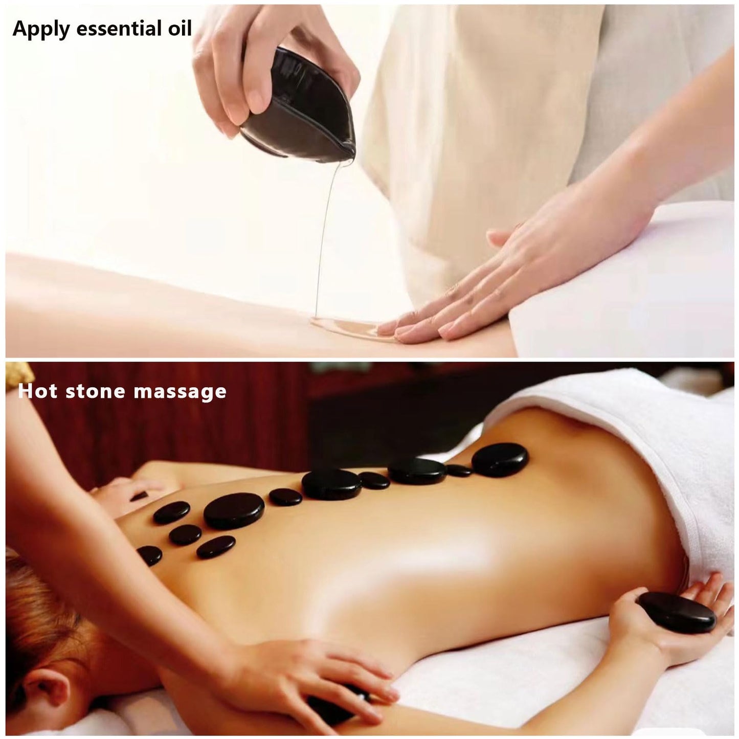MINGJISHIYE Hot Stone Massage, 10-Piece Portable Massage Stone Set with Basalt and Heater, for Hydrotherapy Heating Treatment. (10PCS)