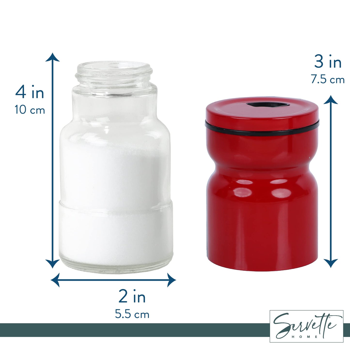 Glass & Metal Salt and Pepper Shaker - Set of 2 Red