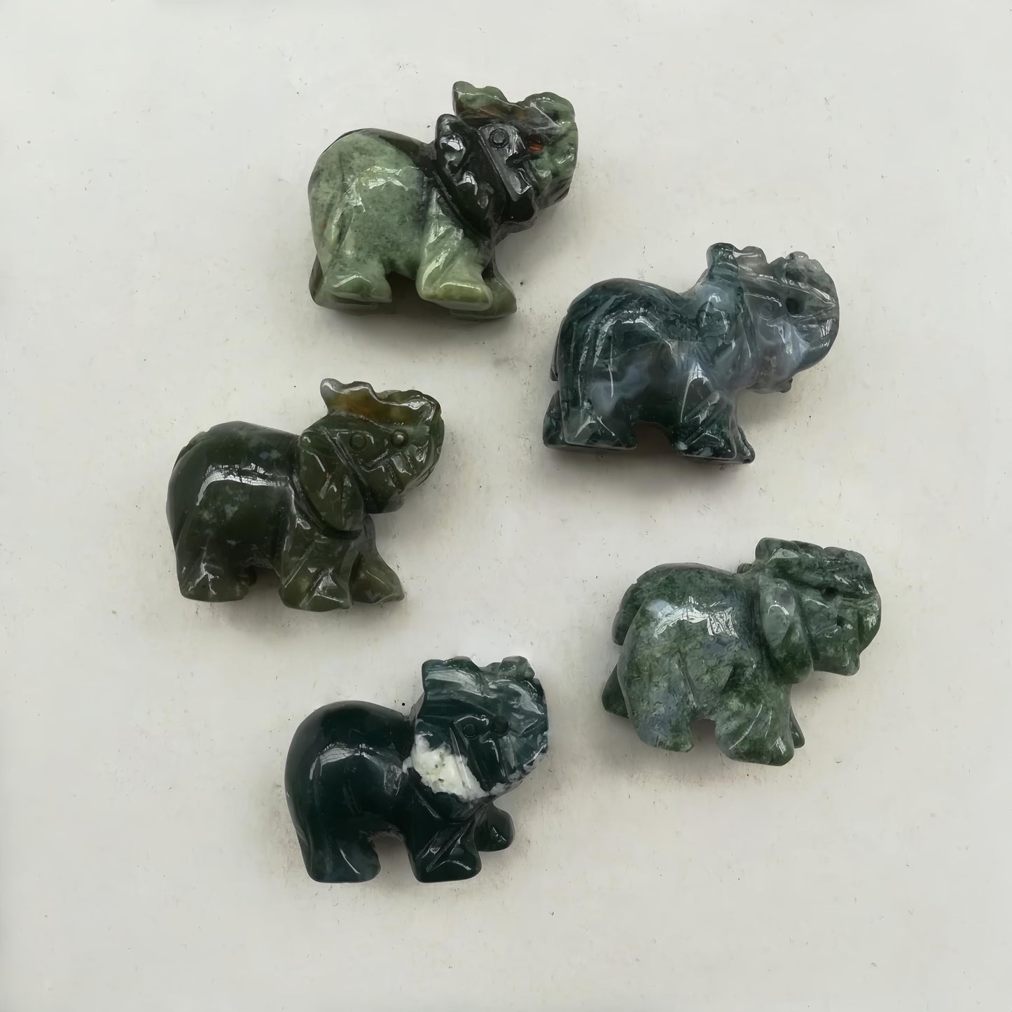 Afucats Natural India Agate1.5 Inches Elephant Indoor Decorative Stone,Pocket Crystals and Healing Stones Figurine Decor