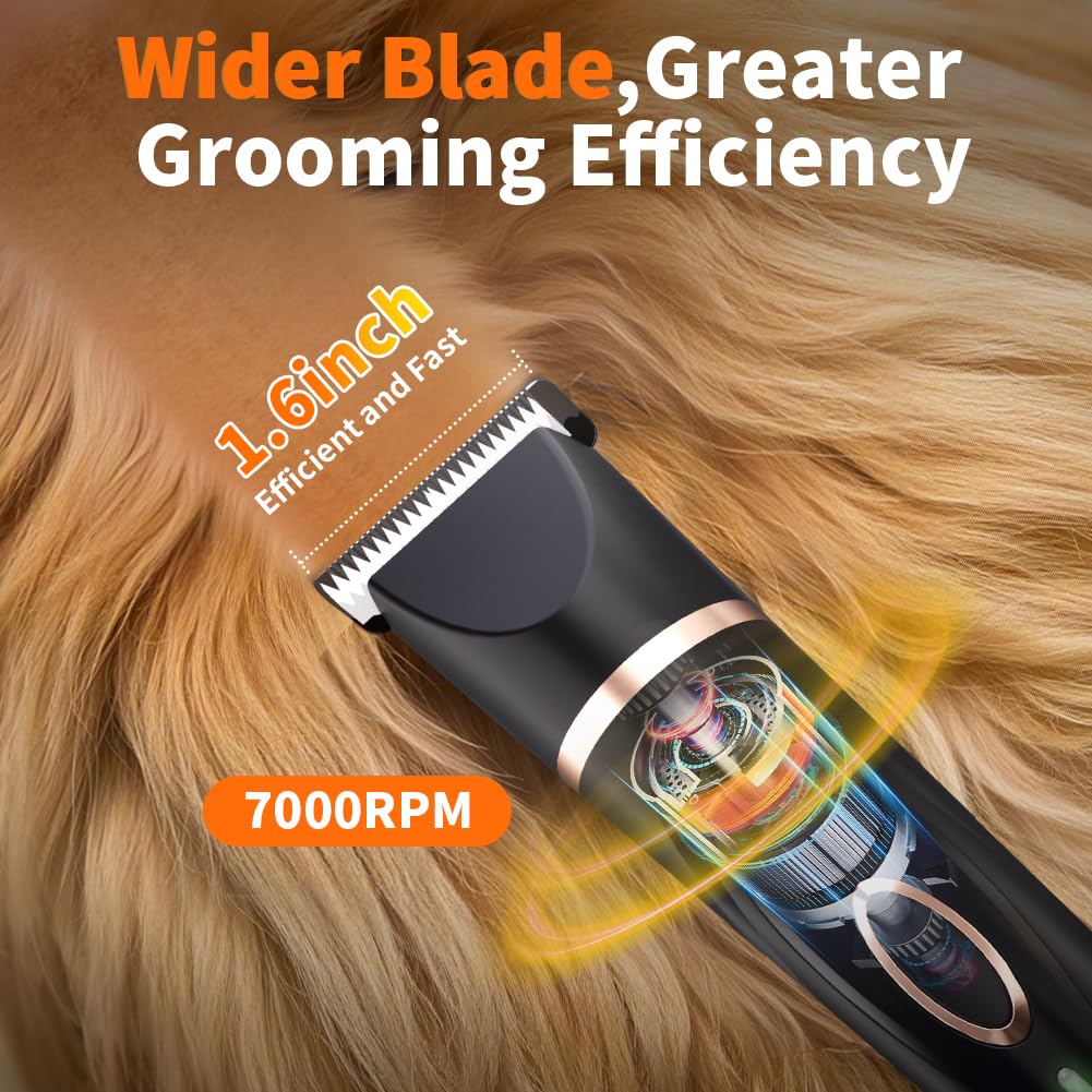 Liuqo Dog Clippers Grooming Kit with Paw Trimmer, 3 in 1 Low Noise Electric Rechargeable Cordless Pet Shaver with Nail Grinder Dog Hair Trimmer for Dogs Cats and Other Pets