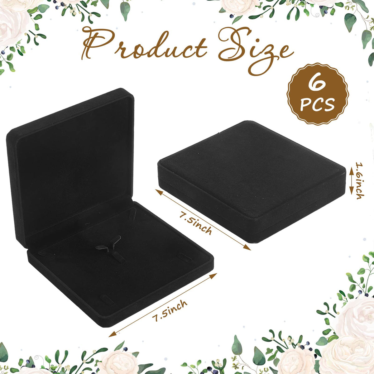 Yinkin 6 Pcs Velvet Jewelry Set Box Jewelry Display Case Earring Ring Bracelet Necklace Gift Box Pearl Necklace Storage Case for Mother's Day Wedding Travel Anniversary(Black)