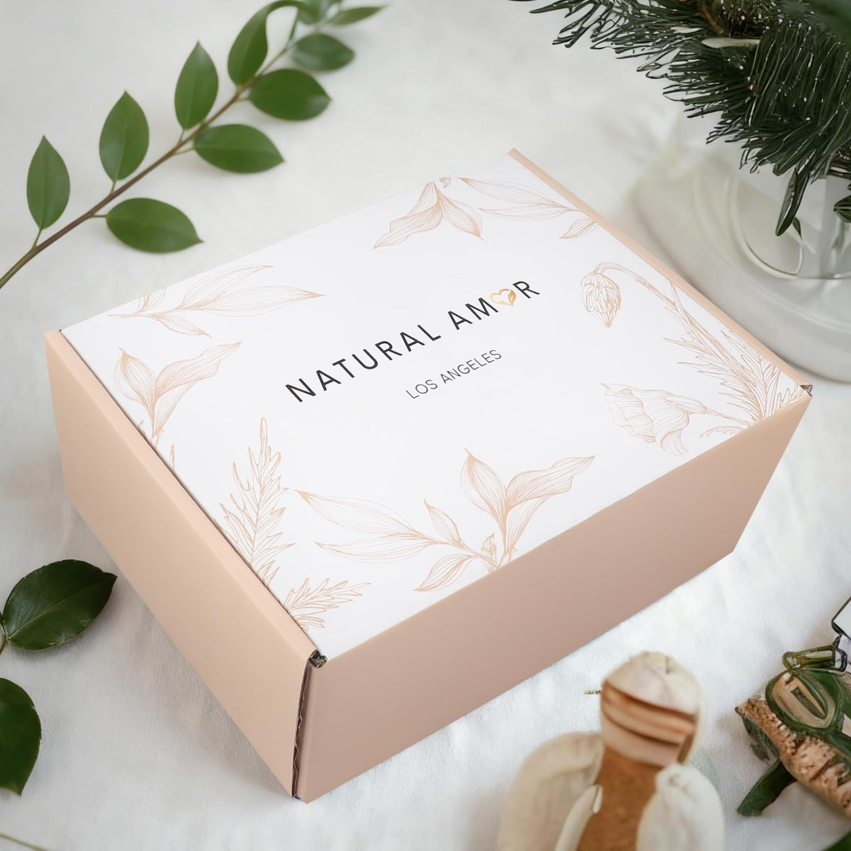 Natural Amor 8-Piece Spa Gift Set with Blanket – Self-Care Box with Lavender Body Butter, Soap, Candle – Blanket with Grey Ribbon Gift for Women, Birthday, Holiday