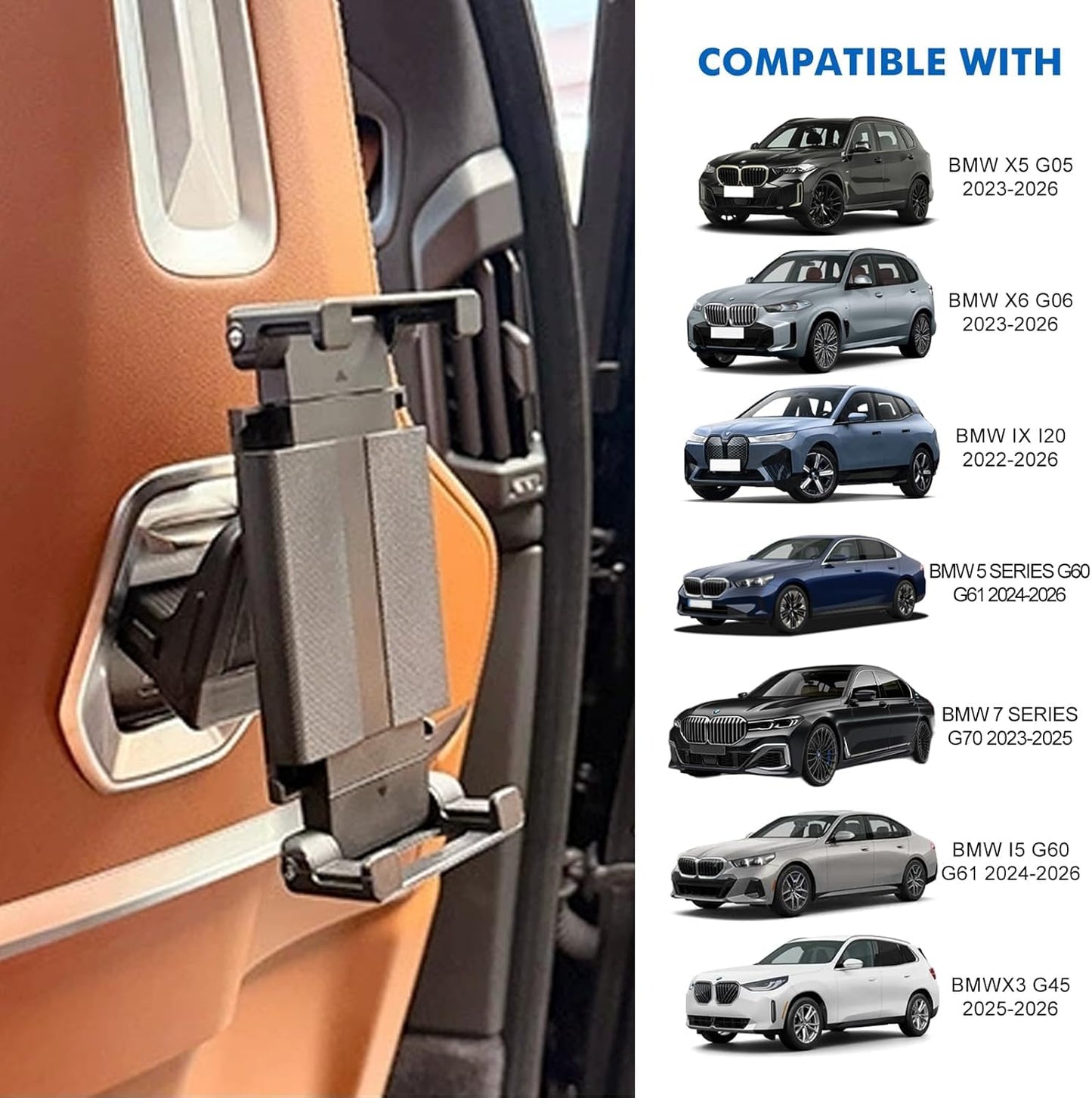 ZACITLEI Car Headrest Tablet Holder for BMW X5 X6 G05 G06 G60 G45, Car Back Seat Mount, Gifts Road Trip Essentials for Kids, for 6-11" Device Like iPad Pro, Air, Mini, Galaxy Tab