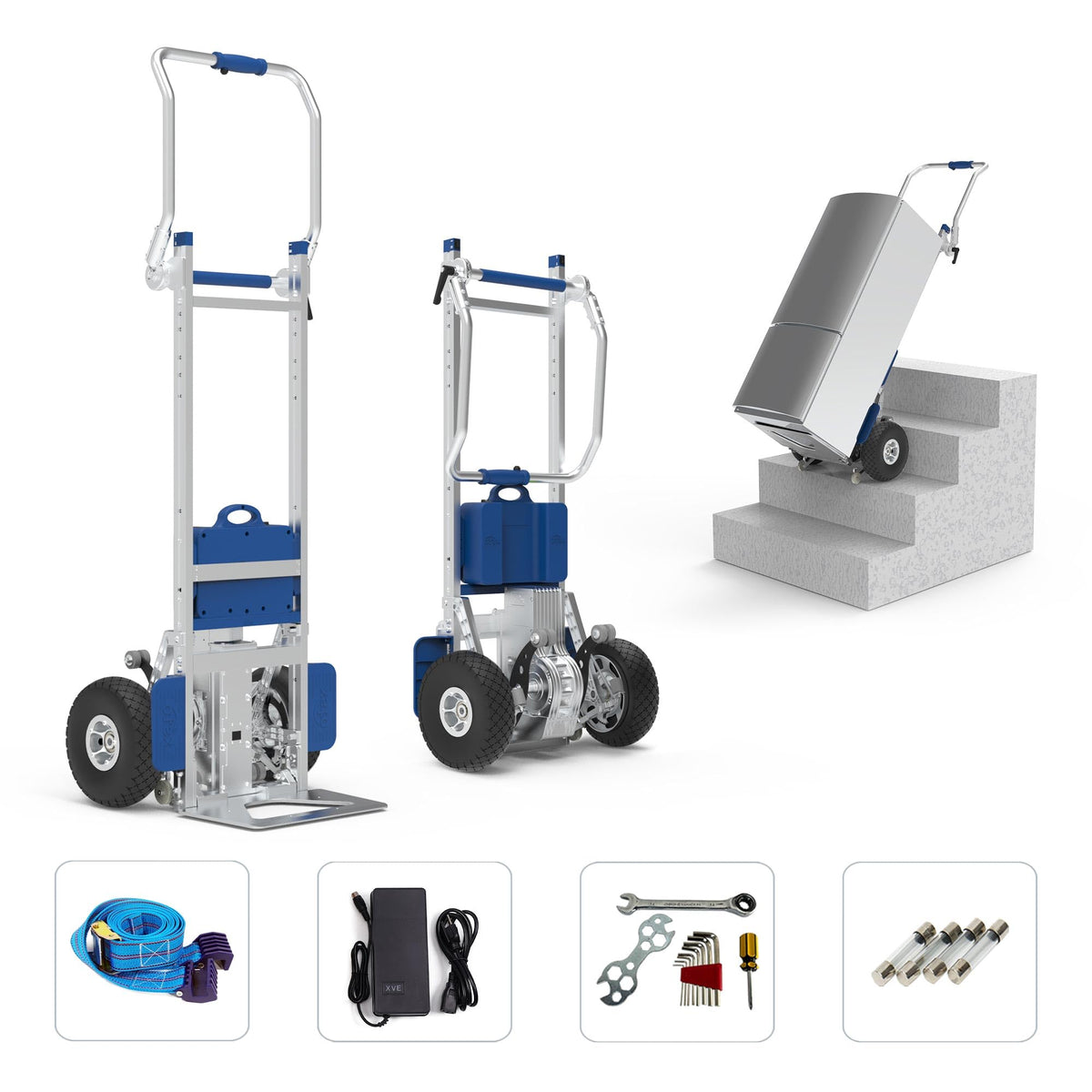 Electric Stair Climber 1200W Electric Stair Climbing Hand Truck 463LBs Load Capacity Powered Hand Trolley Stair Climbing Cart Electirc Dolly with Brake System - XSTO ZW7210GC