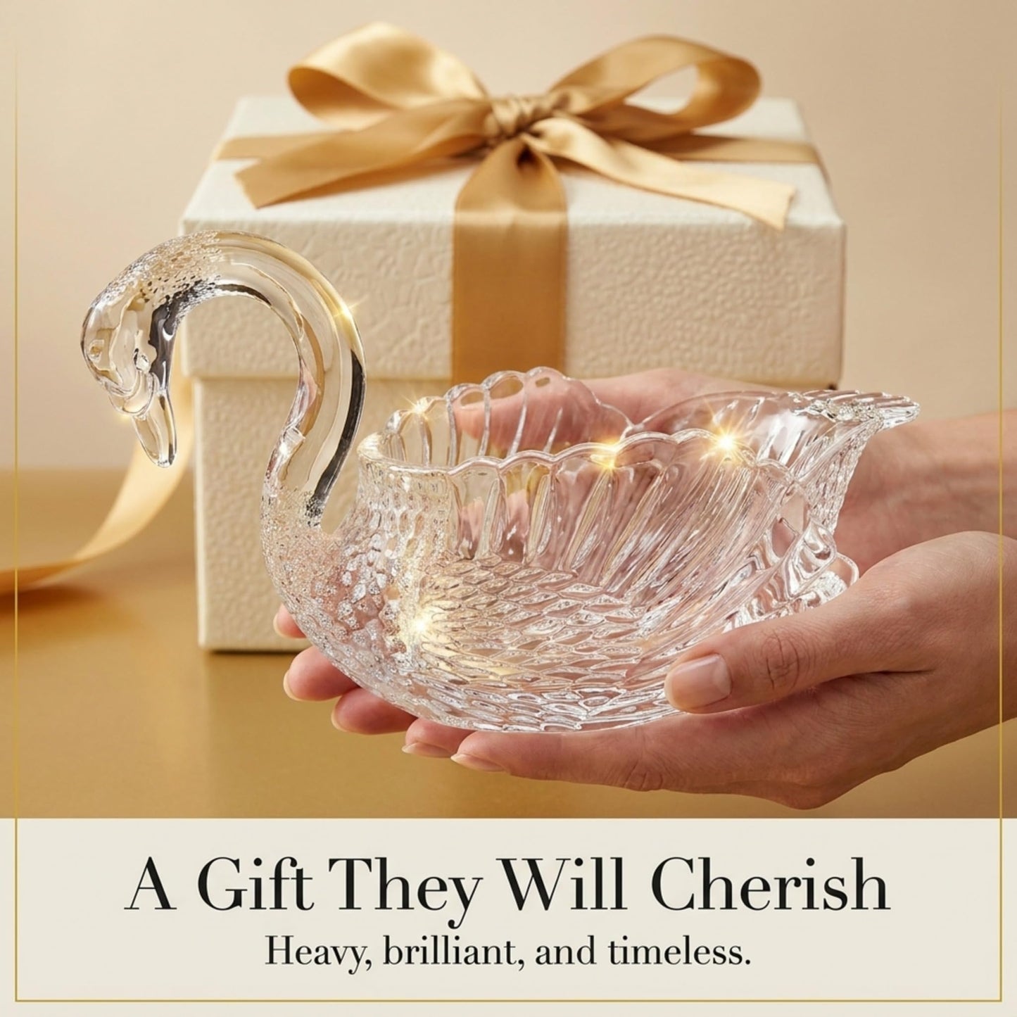Godinger Swan Centerpiece Bowl Crystal Giftware