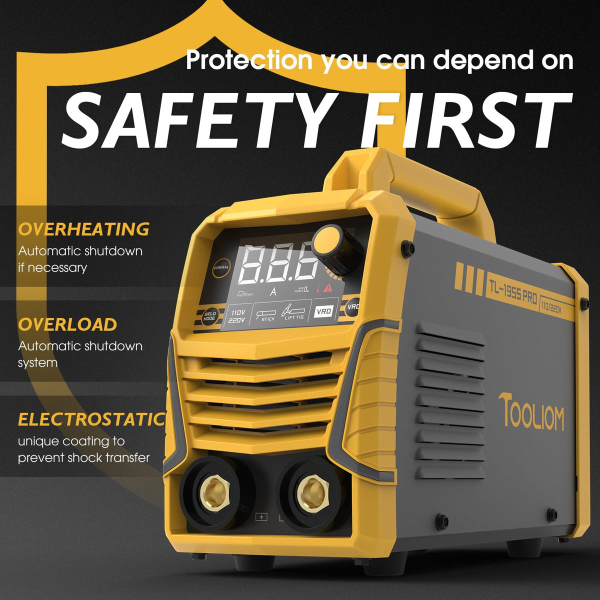 TOOLIOM 195A Stick Welder 110/220V Dual Voltage Lift TIG Welder LCD Display IGBT Inverter with Hot Start Arc Force VRD Welding Machine fits 5/32in. (4mm) Welding Rods