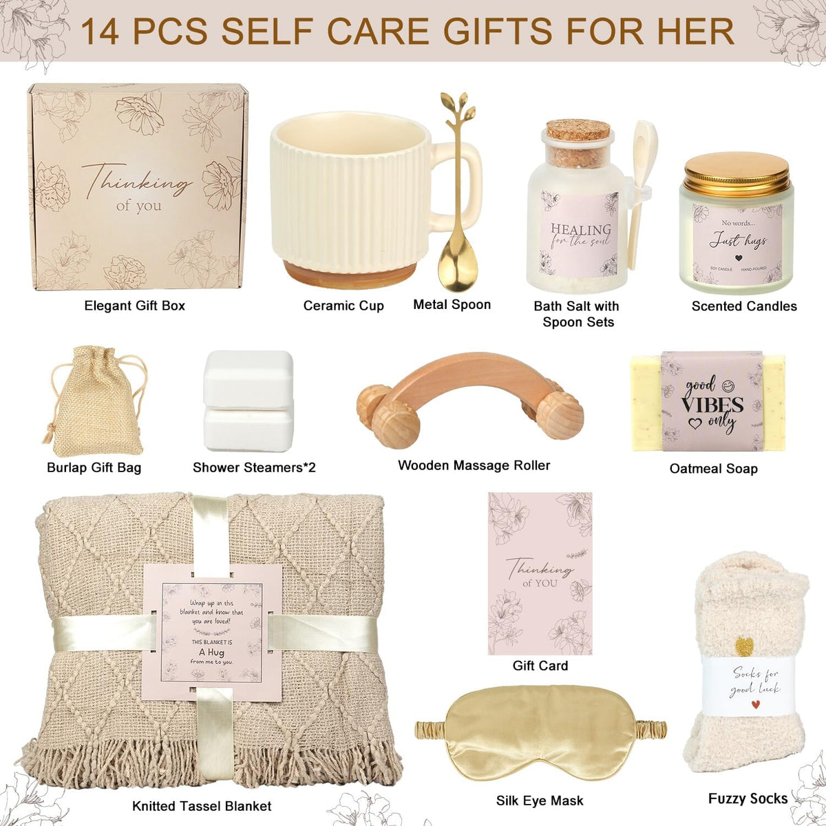 Mothers Day Thinking of You Gift Basket for Mom, Self Care Get Well Soon Birthday Gifts for Women, Relaxing Spa Gifts Basket Sick Care Package for Women, Relaxation Get Well Gift After Surgery