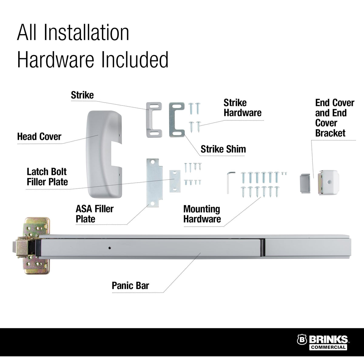 Brinks Commercial Rim Panic Exit Device, Aluminum - Durable Exit Device for Commercial and Industrial Doors