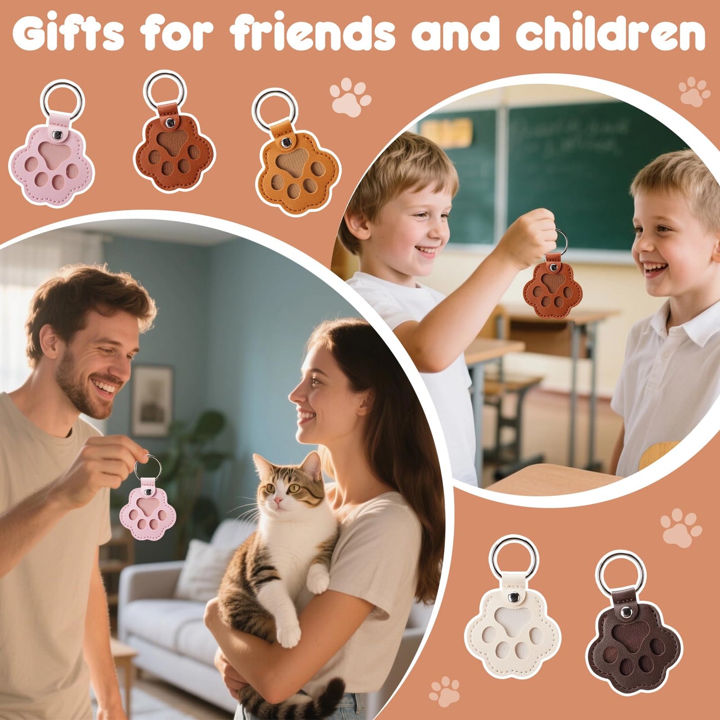 Aanqilze 5PCS Pet Hair Storage Keychain, Pet Dog Cat Hair Collector Paw Shaped fur keepsake Keychains, pet enthusiast commemorative gift
