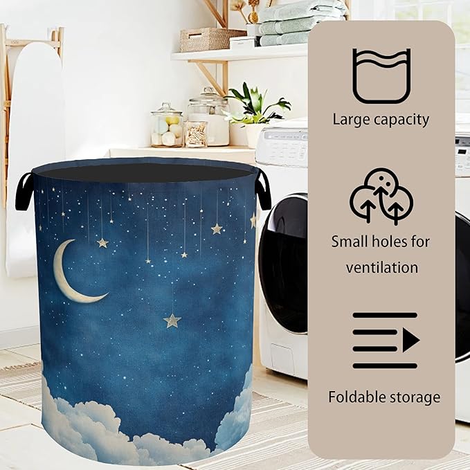 Starry Stars Moon Laundry Basket