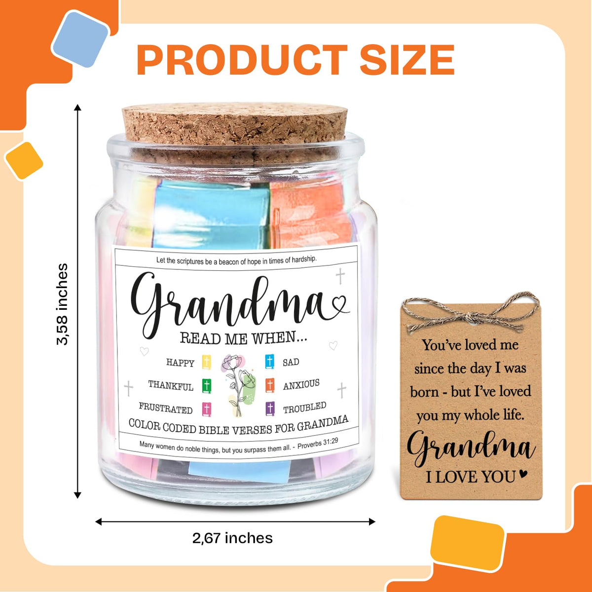 NewEleven Mothers Day Gifts For Grandma - Christian Gift, Grandma Birthday Gifts From Granddaughter, Grandson, Kids - Daily Encouragement, Inspirational Present - Bible Verse Jar