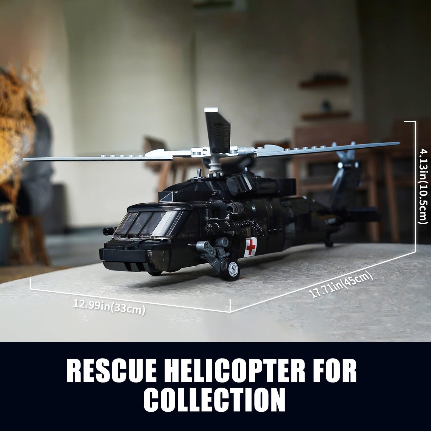 UH-60 Black Utility Helicopter Building Set for Adults, Compatible with Lego Military Army Airplane, Hawk Plane Model Kit with 4 Soldier Figures, Birthday Gift Toys for 8-14 Boys Kids (692 PCS)