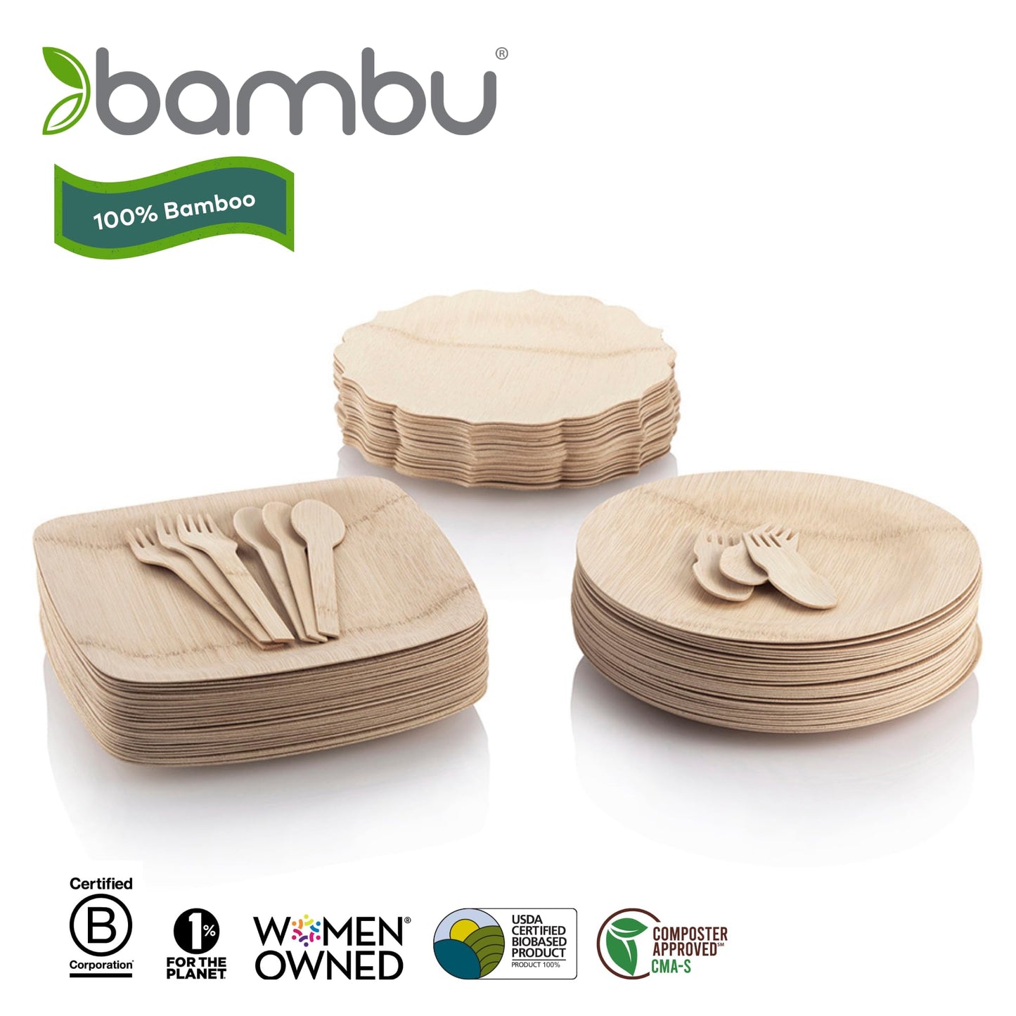 Bambu Pack of 4 - Small Reusable Bamboo Condiment Cups, Natural Wood and Food-Safe Finish, Eco Friendly Dish Alternative, Compostable Cups