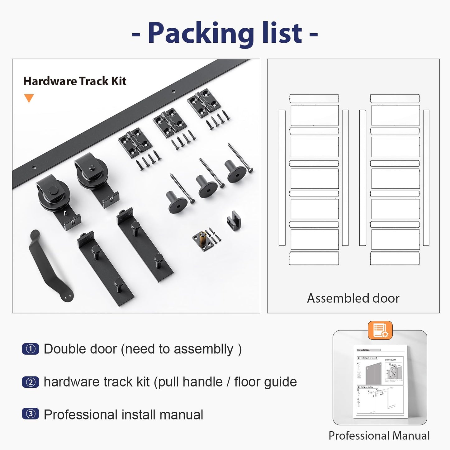 FREDBECK Bifold Barn Door 48x96 (Double 24x96) Bi-fold Closet Doors Hardware Kit Included,with 52" Track White