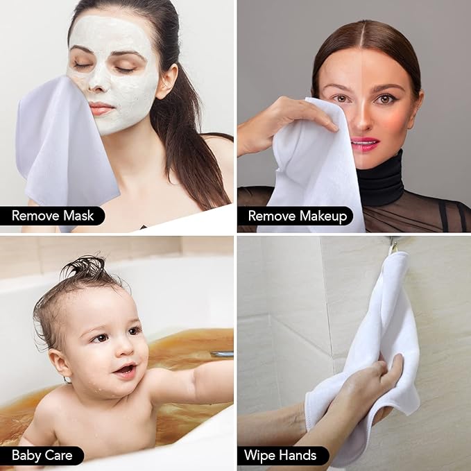 SINLAND Microfiber Facial Cloths Fast Drying Washcloth 12inch x 12inch White 10