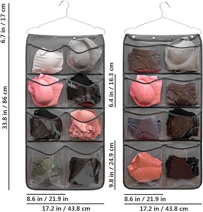 Dual Sided Hanging Closet Organizer Durable Socks Stocking Clothes Bra