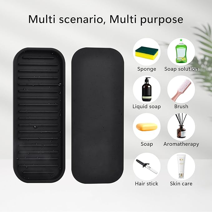 Silicone Sponge Holder Kitchen Sink Organizer Tray Dish Caddy Soap Dispenser