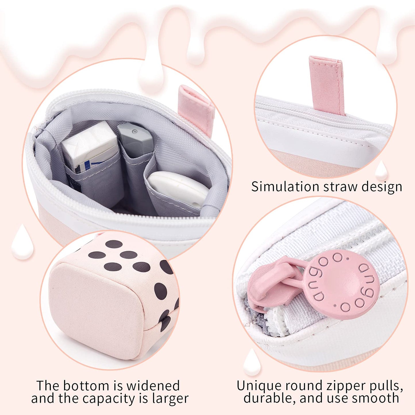 ANGOOBABY Standing Pencil Case Cute Telescopic Pen Holder Kawaii Stationery Pouch Makeup Cosmetics Bag for School Students Office Women Teens Girls Boys Christmas Gift (Pink)