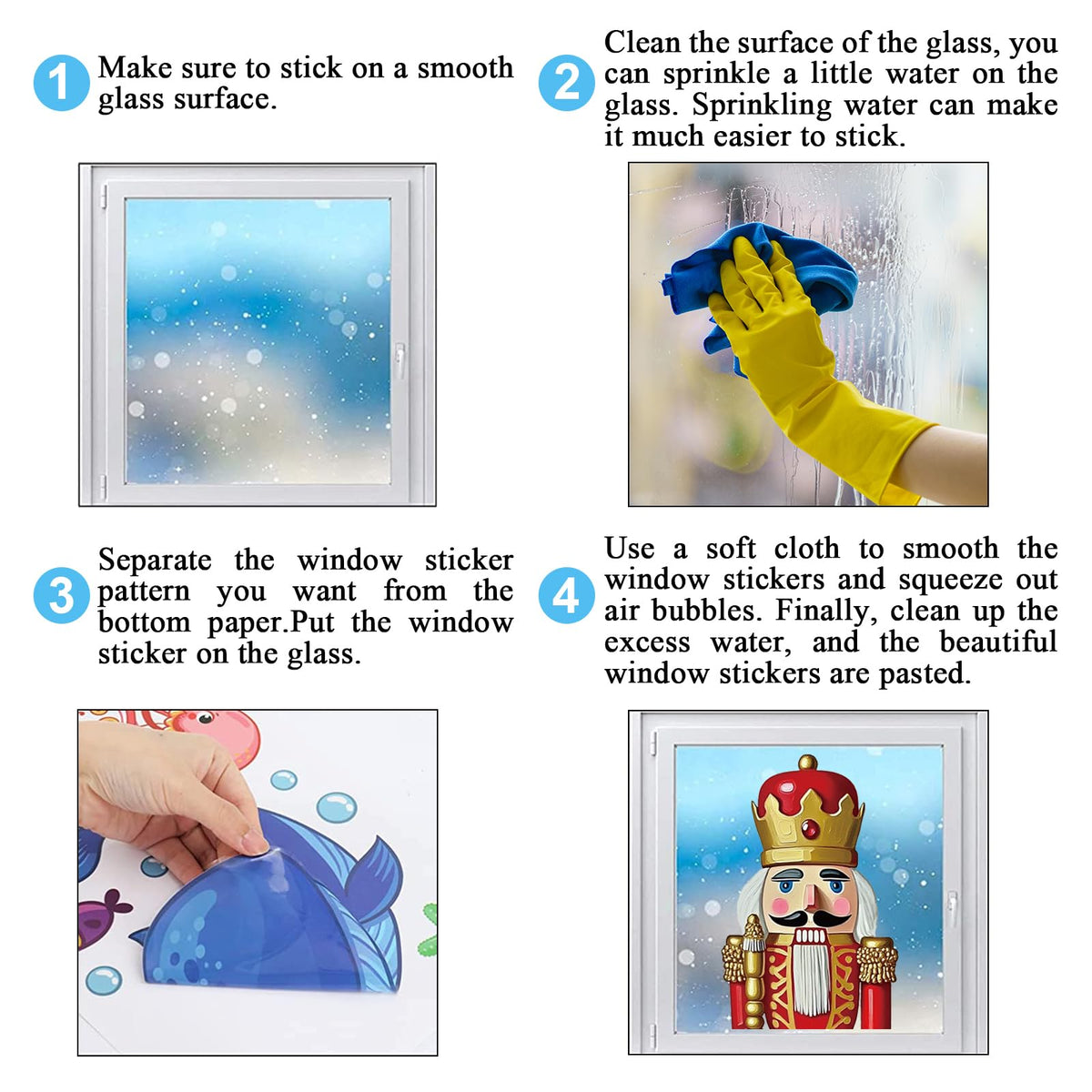 JarThenaAMCS 3 Sheets Christmas Window Clings Xmas Nutcracker Soldiers Extra Large Reusable Window Decals for Winter Holiday Home School Office Glass Decor