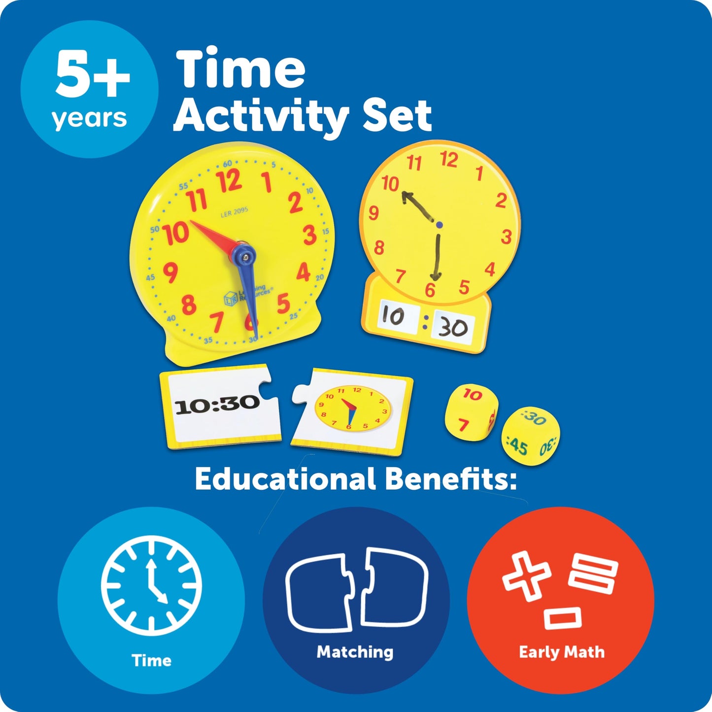 Learning Resources Time Activity Set – Teaching Clocks for Kids, Teacher Classroom Must Haves, Elementary School & Montessori Activities, Math Manipulatives, Time Flash Cards, Gifts for Boys and Girls