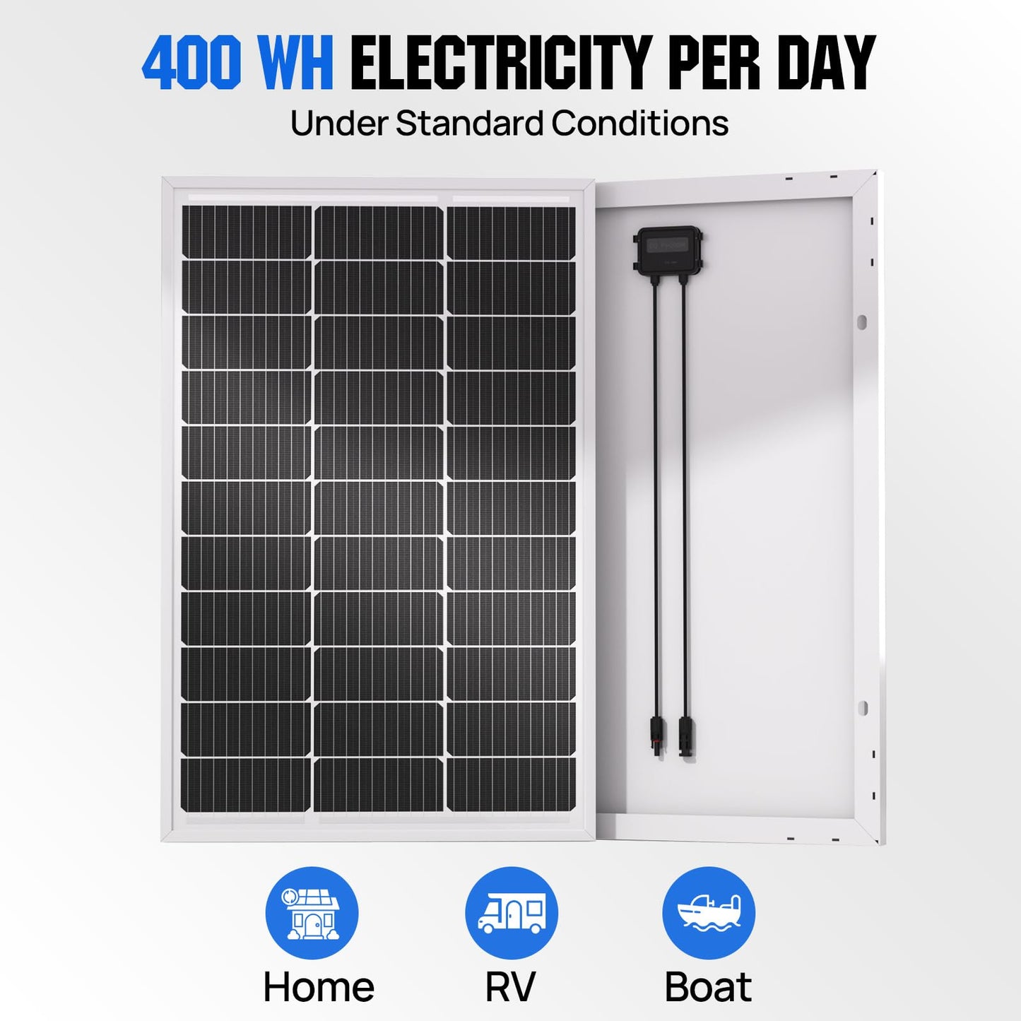 ECO-WORTHY 100 Watt Solar Panel 18 Volt Monocrystalline Solar Panel High Efficiency Module RV Marine Boat Caravan Off Grid