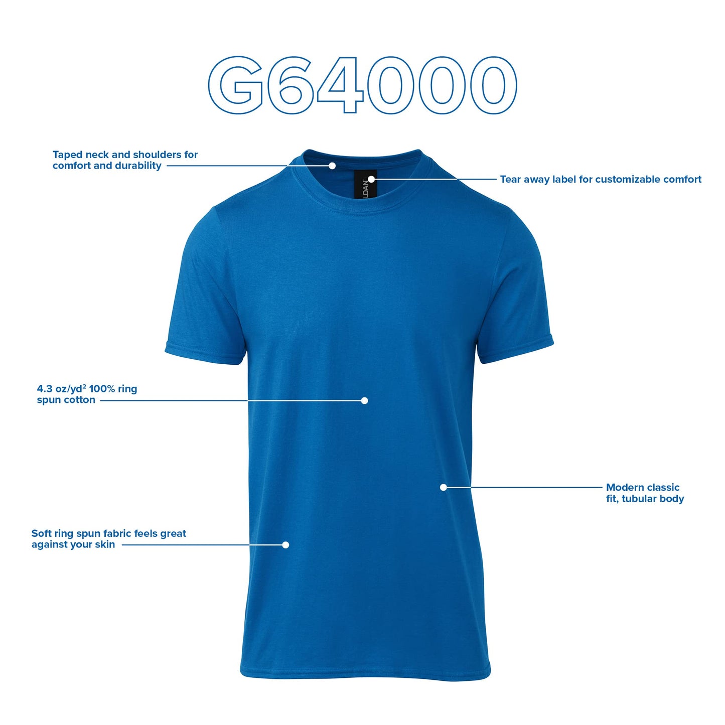 Gildan Adult Softstyle Cotton T-Shirt, Style G64000, Multipack, Navy (2-Pack), Large